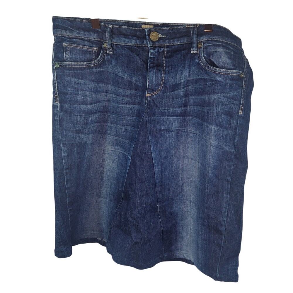 Kut From The Kloth Farrah Repurposed Denim Jean Pencil Skirt Knee Length Size 10